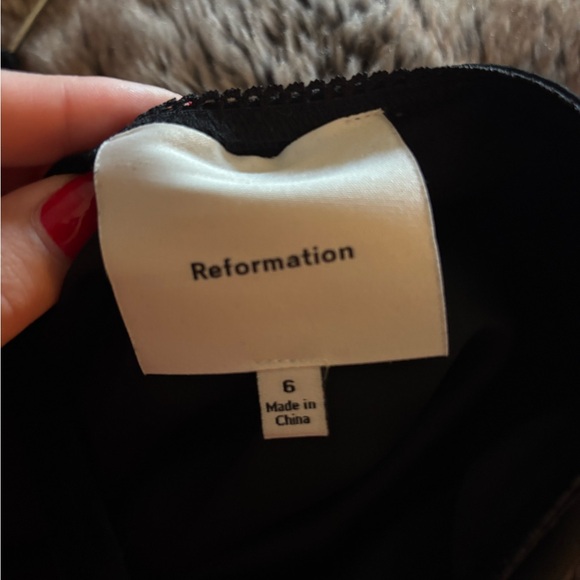 Reformation Black Satin Slip Skirt with Lace Trim - Picture 5 of 5